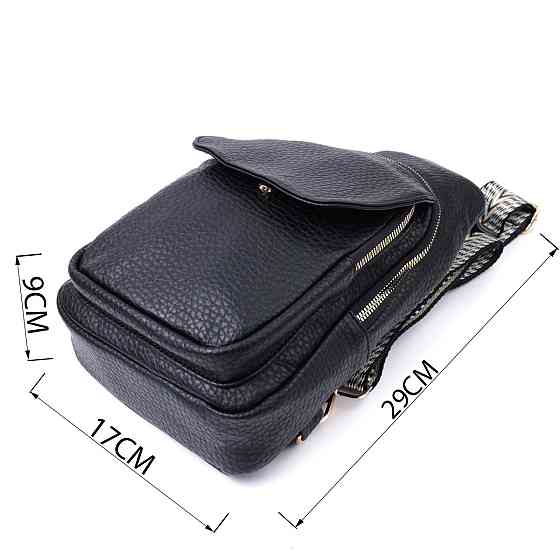 Удобная женская сумка с одной лямкой через плечо из крупнозернистой экокожи Vintage 22763 Черный Киев