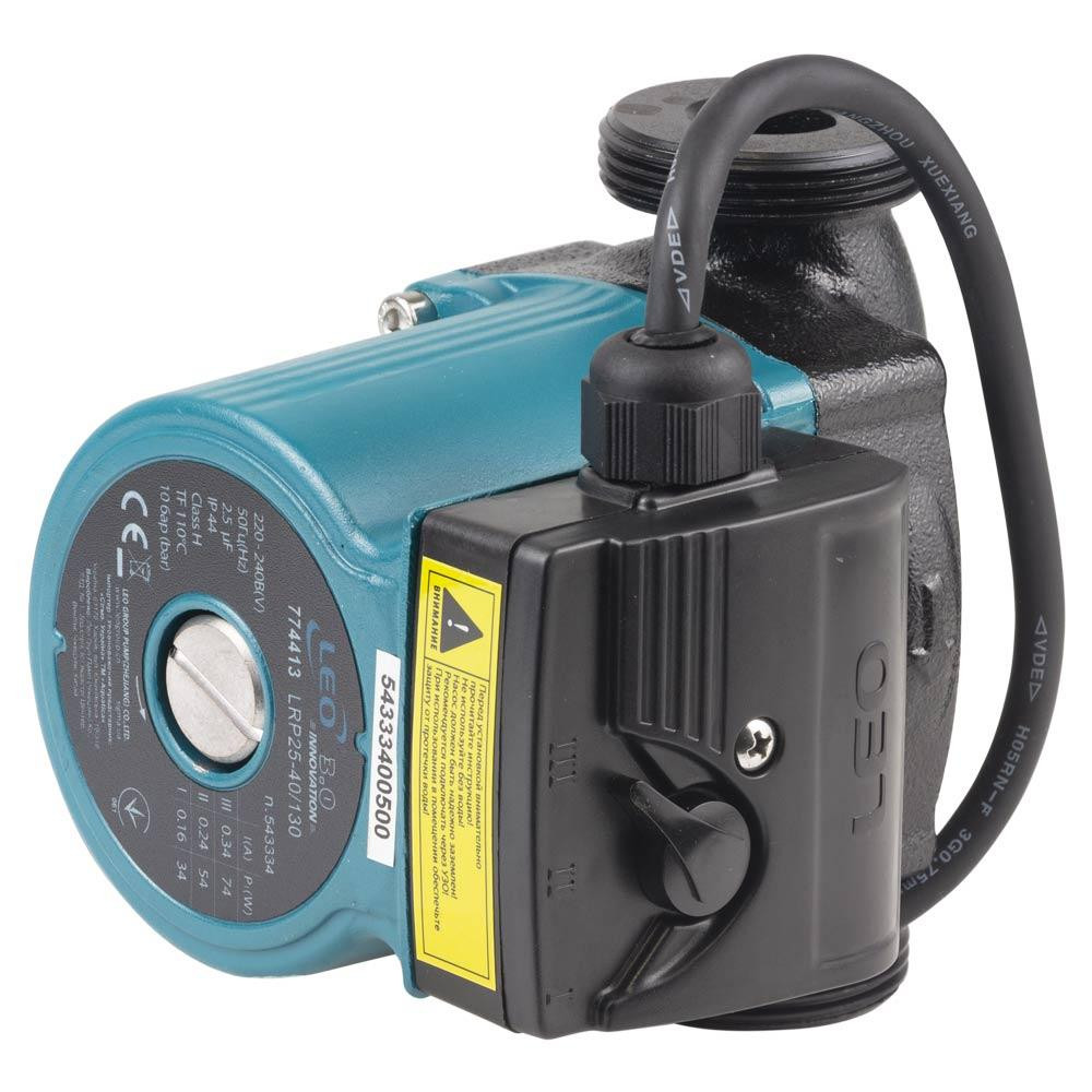 Насос циркуляційний 74Вт Hmax 4м Qmax 52л/хв Ø1½" 130мм+гайки Ø1" LEO 3.0 LRP25-40/130 (774413) Рівне - фото 2