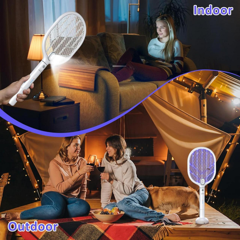 Електрична мухобійка акумуляторна пастка для знищення комах, мух, комарів 4000 В з LED-підсвіткою для дому та вулиці 1800 мАг Київ - фото 8