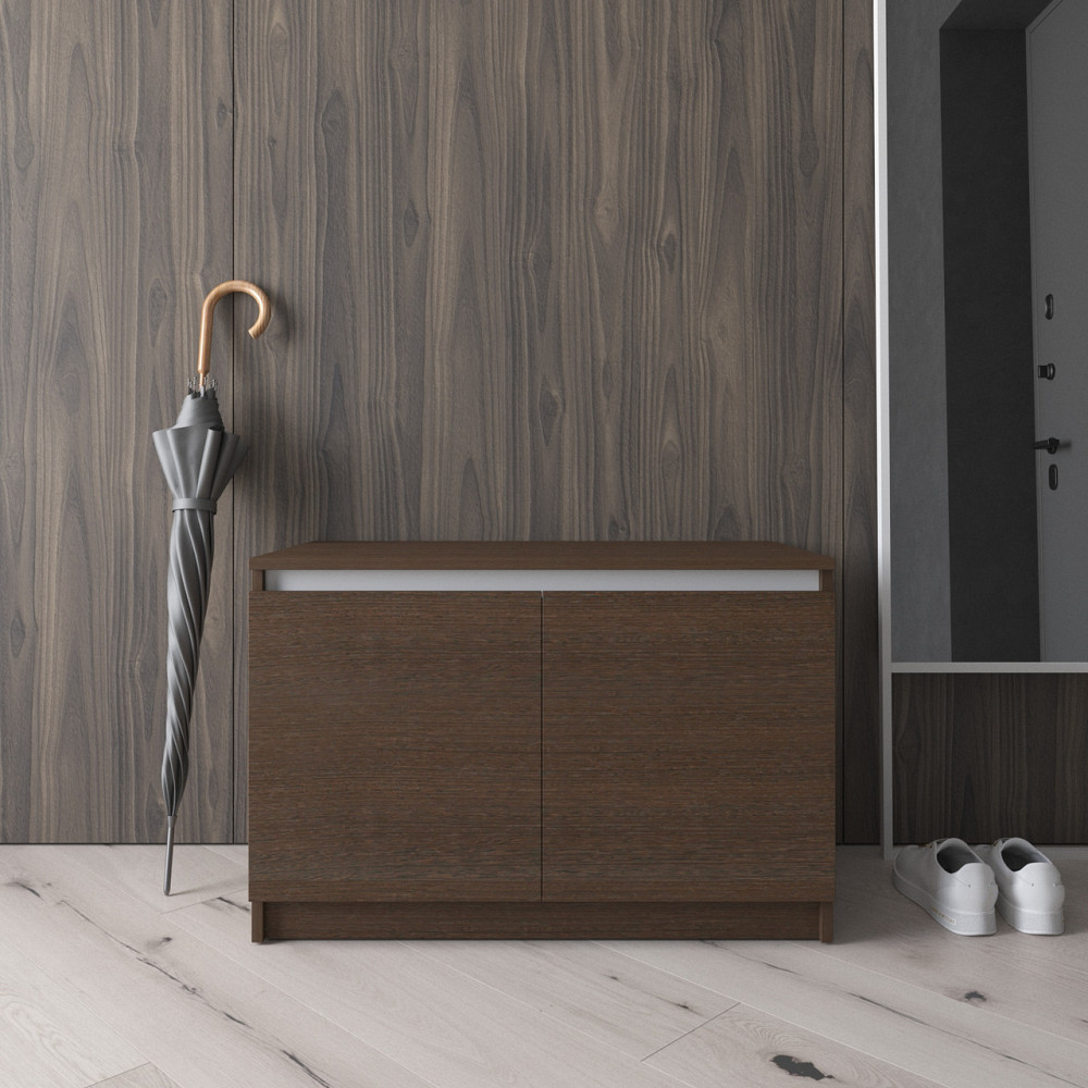 Тумба для взуття VAYS R-20 Венге Темний-Білі планки, без ручок, ЛДСП, 80×40×53 см - для передпокою, коридору Львів - фото 1