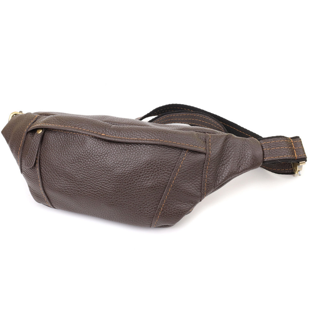 Модная сумка-бананка для мужчин из натуральной зернистой кожи Shvigel 23128 Коричневый Киев - изображение 10