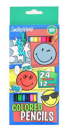 Олівці кольорові "YES" двосторонні 12шт 24 кол. 290478 "Smiley World"(blue), шт Київ
