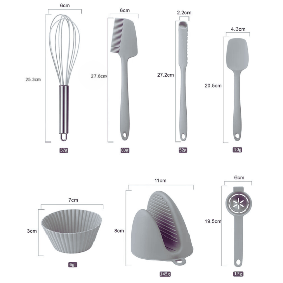 Набор формы силиконовые для выпечки 22 штук,комплект кухонных пренадлежностей с прихватками,цвет серый Каменец-Подольский