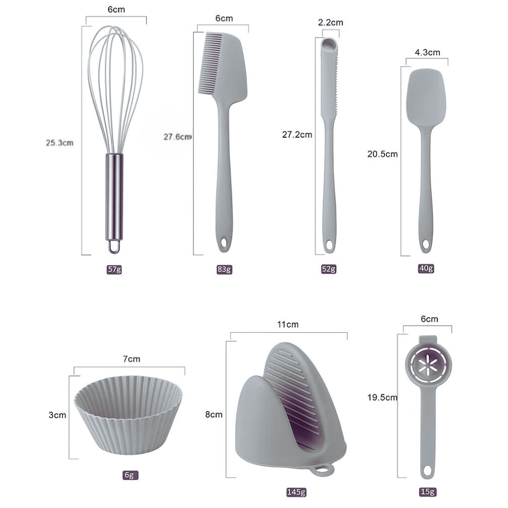 Набор формы силиконовые для выпечки 22 штук,комплект кухонных пренадлежностей с прихватками,цвет серый Каменец-Подольский - изображение 3