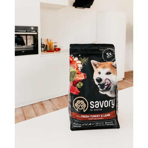 Корм сухий Savory Large Breeds rich in Fresh Turkey and Lamb для дорослих собак великих порід від 25 кг зі свіжим ягням та і Київ - фото 5