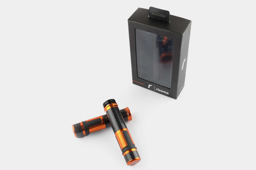 Ручки руля карбон с алюм. отбойником (оранжевые) Мукачево - изображение 1