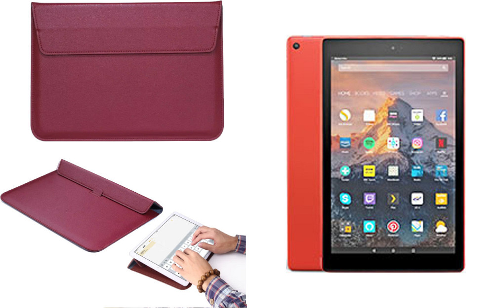 Чехол-конверт VitoCase для Amazon Fire HD 10 2017, 2018, с функцией подставки для планшета Бордовый Киев - изображение 1