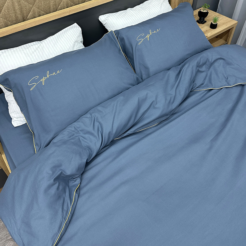 Комплект постільної білизни Сатин, Євро 200х230 Джинс (88-140) Київ - фото 1