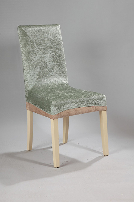 Універсальний натяжний чохол накидка на стілець зі спинкою велюр олива Royan Туреччина 0008 Біла Церква - фото 1