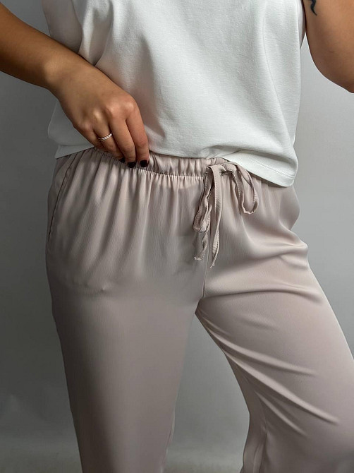 Женские штаны-палаццо из шелка Пудра XS-S Харьков - изображение 4