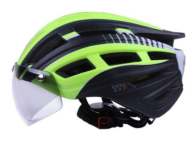 Шолом велосипедний GTS-H-090 з габаритним ліхтарем, окулярами (чорний із жовтим, size L) Мукачево - фото 3