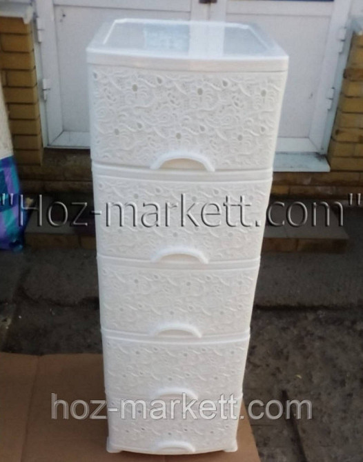 Тумбочка комод пластиковый белый на 5 ящика ажурный Харьков - изображение 3