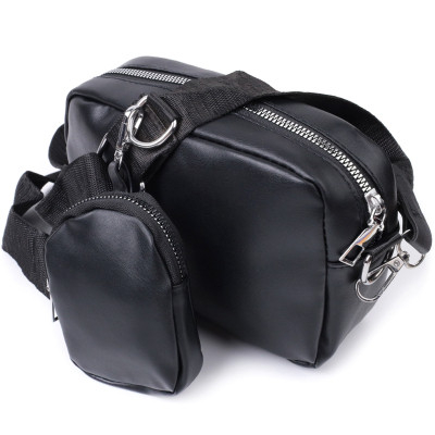 Сумка Vintage С монетницей из экокожи Черная (22796) Винница - изображение 12