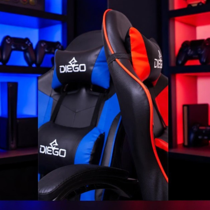 Ігрове комп'ютерне крісло DIEGO чорно червоного кольору ,ергономічне і масажером до 120 кг Львів - фото 5