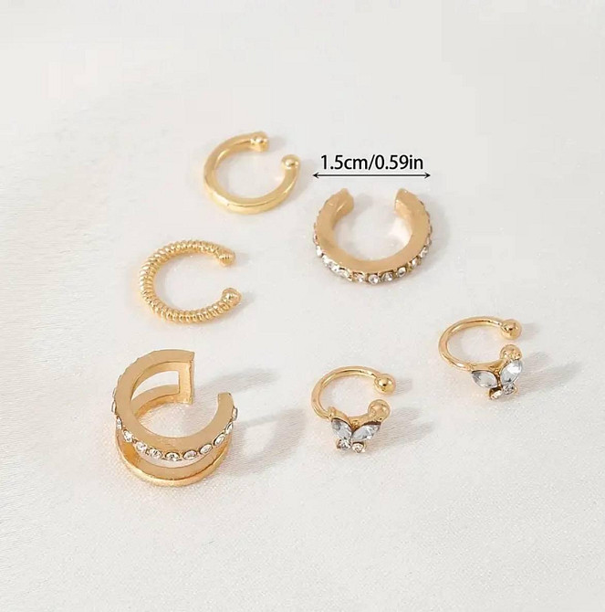 Золотисті каффи для вуха без проколу – набір 6 шт Київ - фото 3