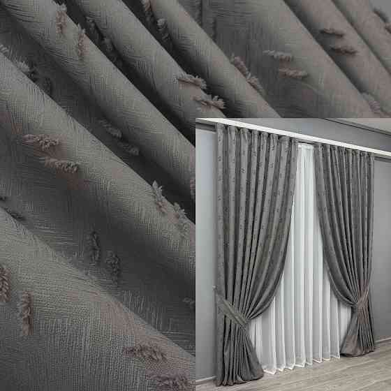 Комплект штор VR-Textil Льон Букле № 1890ш Графітовий 150х270 см 2 шт (33-0923) Київ