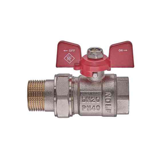 Кран з американкою Nolf classic NFC.921-08-3/4" FM ГШМ, ручка "метелик" червона (NF3151) Київ