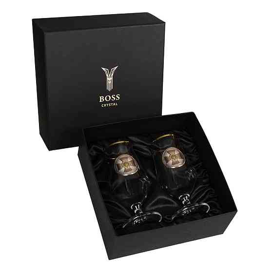 Набір для пива "СЛУЖБА БЕЗПЕКИ" (СБУ)  2 келиха, кришталь, золото Рівне