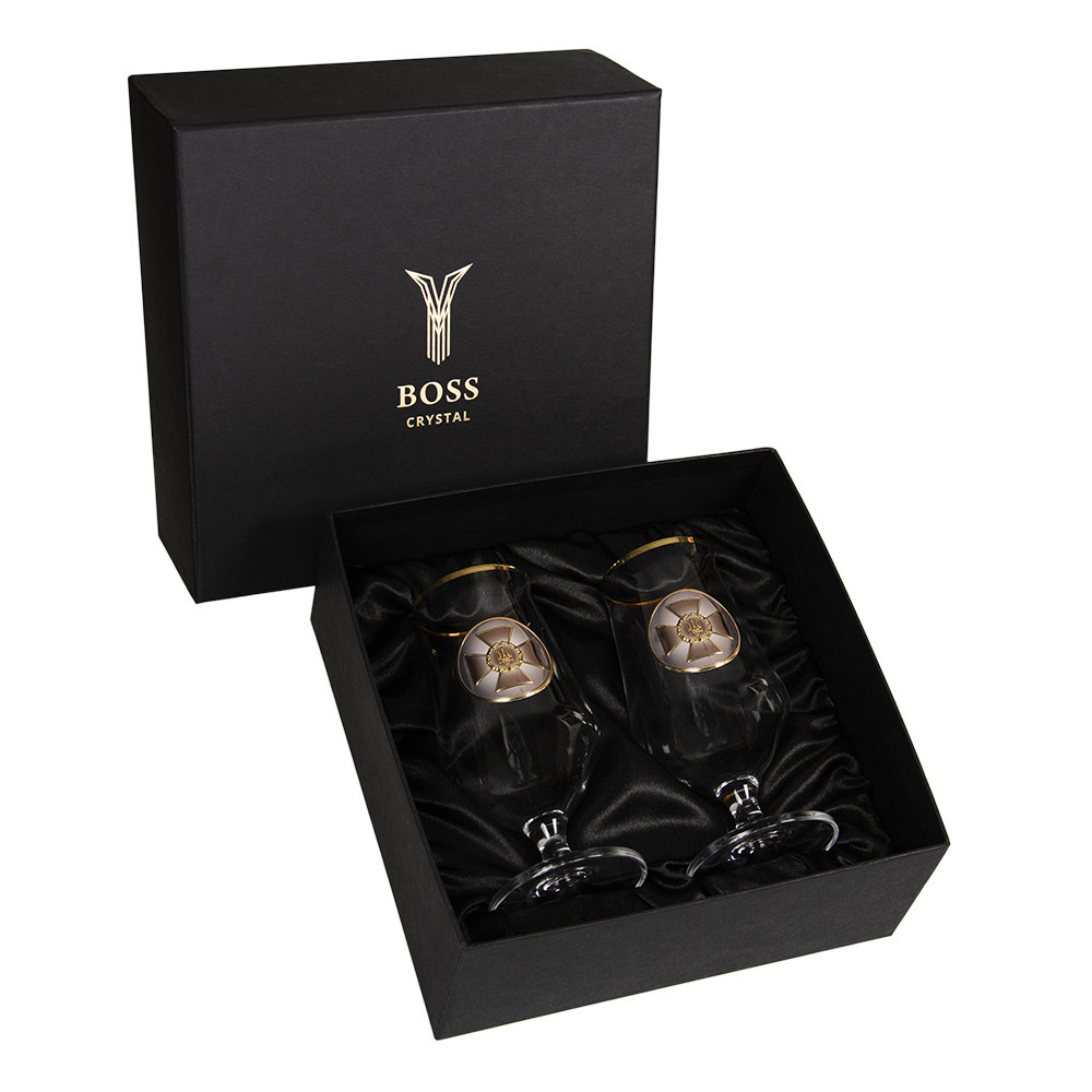 Набір для пива "СЛУЖБА БЕЗПЕКИ" (СБУ)  2 келиха, кришталь, золото Рівне - фото 1