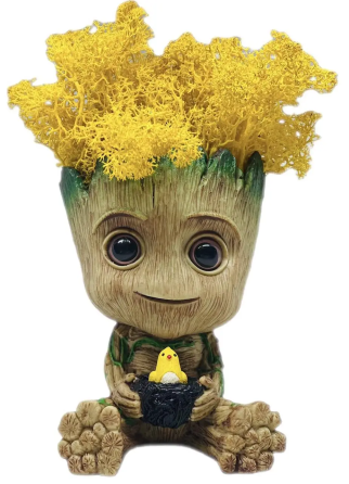 Горщик Грут Groot G9 Малюк з птенцем + стабілізований мох (Жовтий) Вінниця