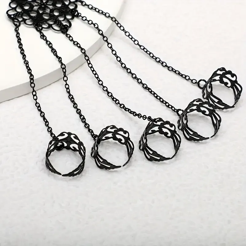 Браслет-перчатка готический с кольцами – чёрный аксессуар на руку Киев - изображение 3