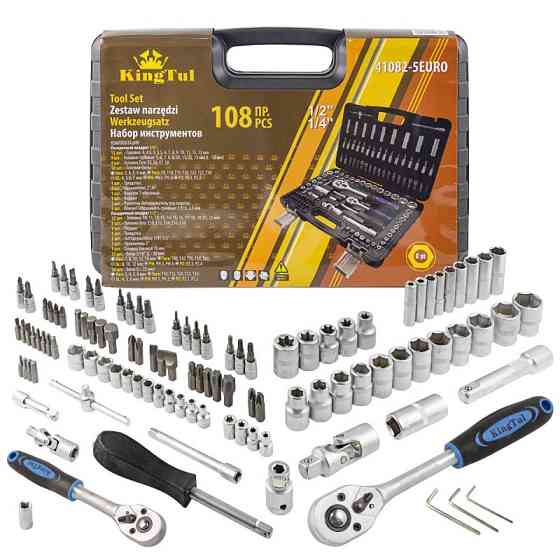 Набір інструментів 108 предметів 1/2", 1/4" KingTul KT-41082-5EURO Одеса