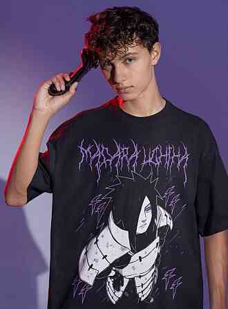 Футболка з аніме принтом Наруто оверсайз (S/M/L) Чорний AnimeJ0868 Дніпро