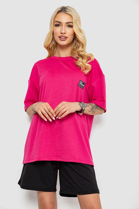Женский эластичный трикотажный костюм с принтом, свободного кроя, на резинке, Фуксия, L-XL Лубны - изображение 1