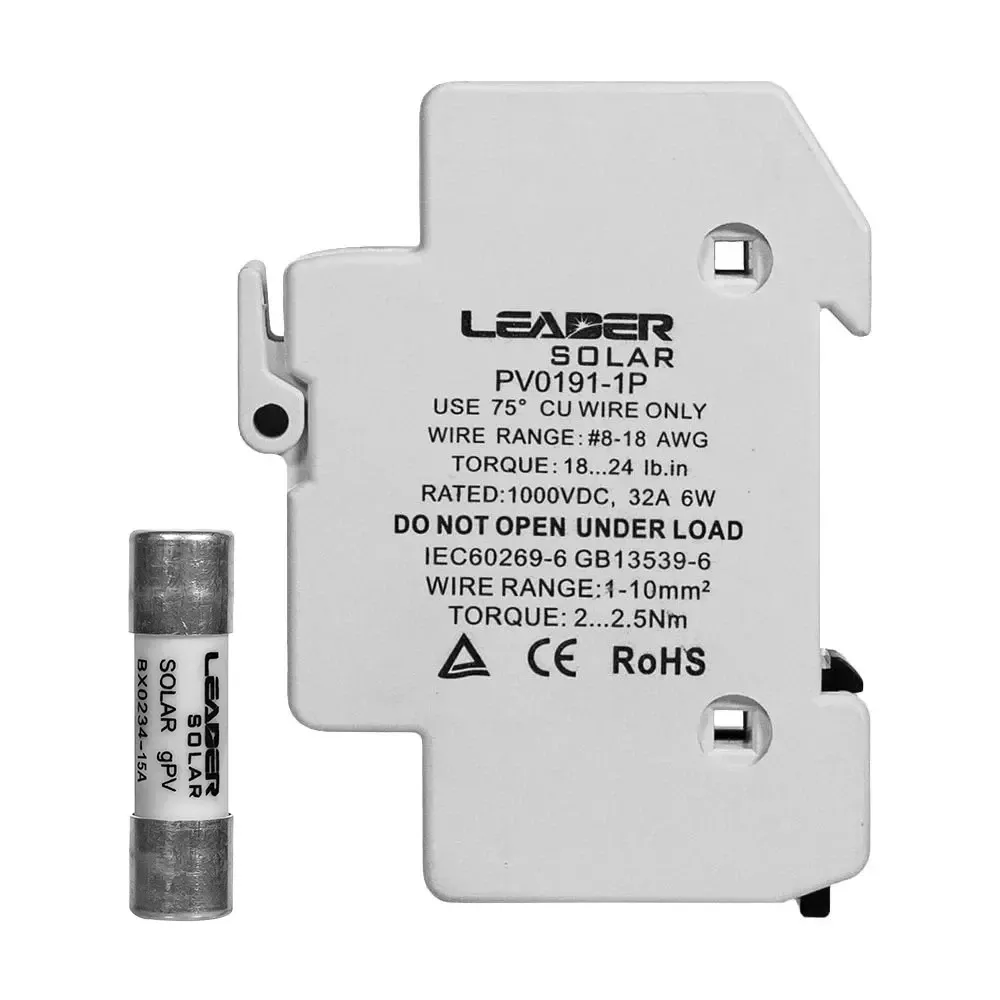 Комплект роз'єднувача та запобіжника 1000V Leader 32A PV0191-1P та 15A BX0234 для сонячних панелей (42-00229-1) Киев - изображение 6