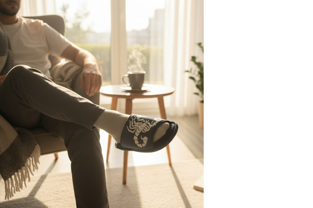 Чоловічі домашні капці відкритий носок сині  50 р р скорпіон тм "PaGo" подарункові Одеса - фото 2