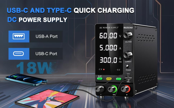 Лабораторний блок живлення RUZIZAO SPPS-C605C 60В 5А 300Вт, зарядка АКБ, OCP, USB-C/USB-A, CV/CC Київ