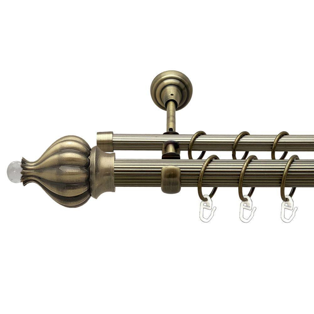 Карниз Orvit Таджа-Кристал металевий дворядний відкритий рифлена труба кільце металеве Антик 25\16 мм 300 см Львов - изображение 1