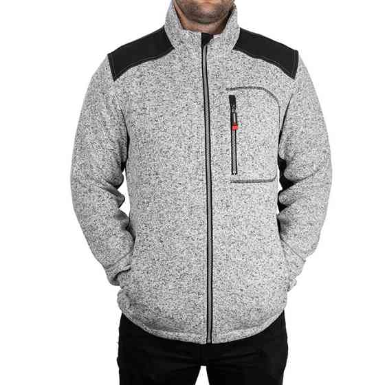 Куртка в'язана SOFTSHELL, сірого кольору з чорними вставками, 100% поліестер, щільність 270 г/м², кишеня на грудях і дві бічні, M Київ