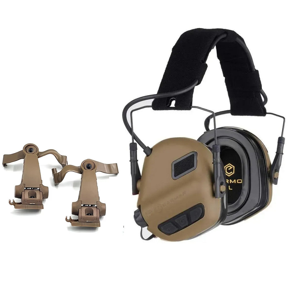 Активные защитные наушники Earmor M31 Plus с креплением Чебурашка Earmor M16A (Койот) Винница - изображение 1