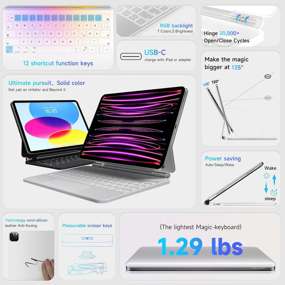 Клавіатура SENGBIRCH Magic для iPad Air 11 (M2/M3) 2024/2025 /iPad Air 5 2022/Air 4 2020 10.9/iPad 4-го 10.9/iPad Pro 11 2018 Дніпро - фото 14