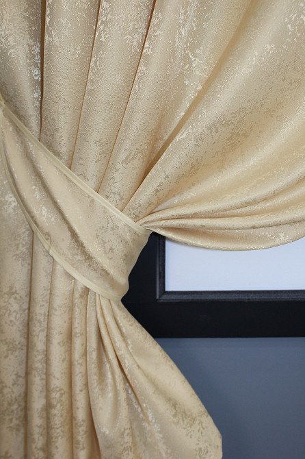 Комплект штор VR-Textil Жакард Мрамор Al1 № 438ш 130х170 см 2 шт Темно-бежевий (35-0103) Київ - фото 3