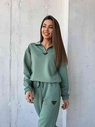 Жіночий повсякденний костюм-двійка: кофта та штани двохнитка-петля Оливка, 46 Одеса