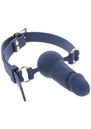 Кляп в виде фаллоса Silicone Penis Ball Gag Blue Sex Aura Киев