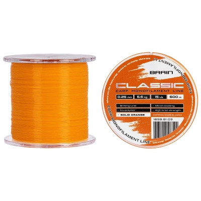 Волосінь Brain Classic Carp Line (solid orange) 600m 0.25mm 15lb 6.6kg (1858.81.09) Вінниця - фото 1