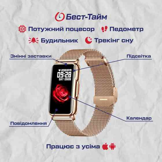 Розумний наручний годинник Smart Mioband Nano+ Beige Flower (3 ремінці) Вінниця