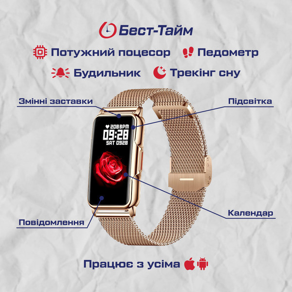 Розумний наручний годинник Smart Mioband Nano+ Beige Flower (3 ремінці) Вінниця - фото 6
