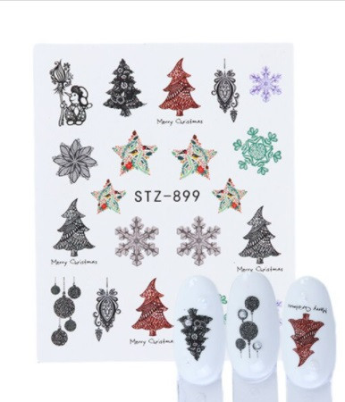 Наклейки на ногти на новый год разноцветные - размер наклейки 6*5см, инструкция по применению есть в описании Киев - изображение 1