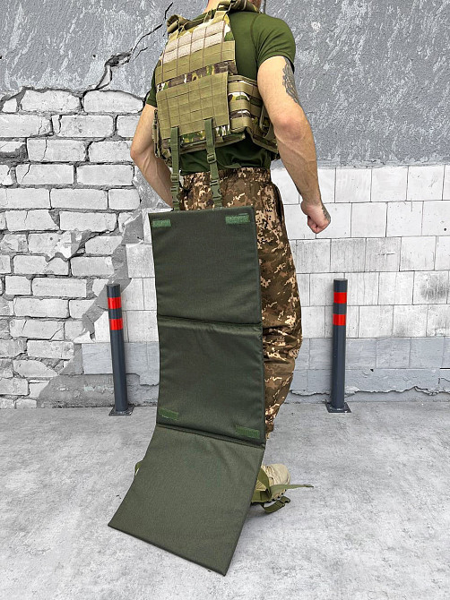 Сидушка потрійна карімат тактичний із кріпленням на пояс складна коврик олива Одеса - фото 1