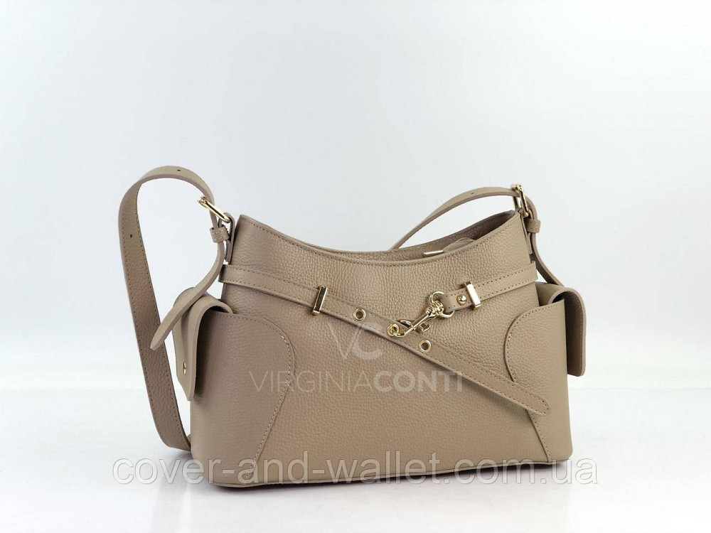 Стильная женская сумка через плечо из натуральной кожи (тауп) Virginia Conti Киев - изображение 7