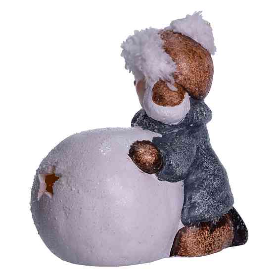 Yiwu Новорічна фігурка з підсвіткою Дівчинка зі сніговою кулею з фарфори 11×7×12 (см) новорічни Коломия