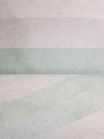 Шпалери вінілові на флізелін Marburg Shades смуги зигзаг розмиті з ефектом старіння сині бірюзові білі Київ