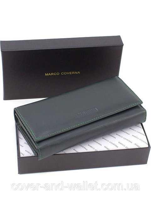 Жіночий бордовий шкіряний гаманець на багато карток Marco Coverna Зелений Київ - фото 1