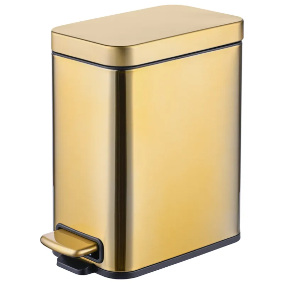 Відро для сміття з плавним закриттям прямокутне Mixxus Premium Quadro-TC0105 Brushed Gold 5 л (колір матове золото) (MI8394) ( ( Харків