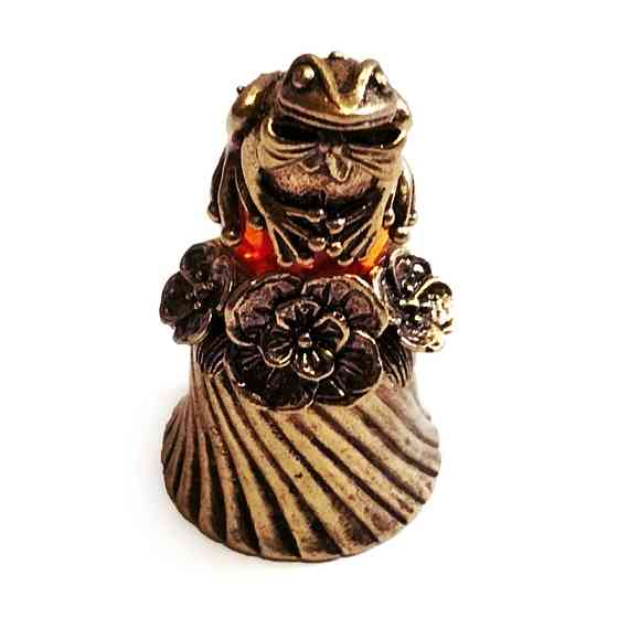 Дзвіночок фігурка мініатюра бронза та бурштин Жаба Київ