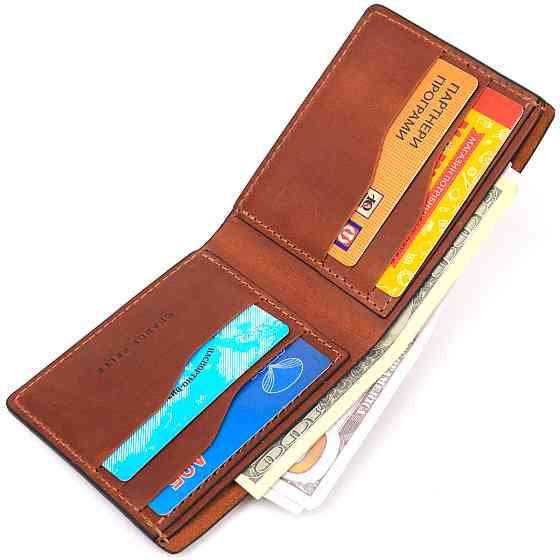 Мужской кожаный кошелек в два сложения Сердце GRANDE PELLE 16736 Светло-коричневый Киев